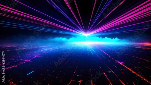 Photo of a vibrant light display creating a mesmerizing spectacle in a dark setting