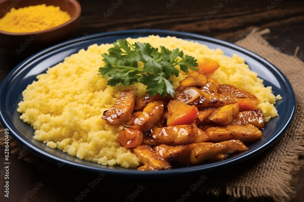 Original dish of couscous. Cuscuz Brasil. Also know as Cuscus or Cuzcuz. North and northeast of Brazil, typical food of Brazilian cuisine Original dish of couscous. Cuscuz Brasil. Also know as Cuscus or Cuzcuz. North and northeast of Brazil, typical food of Brazilian cuisine