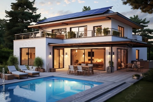 Modern House Roof with Solar Panels. AI © Usmanify