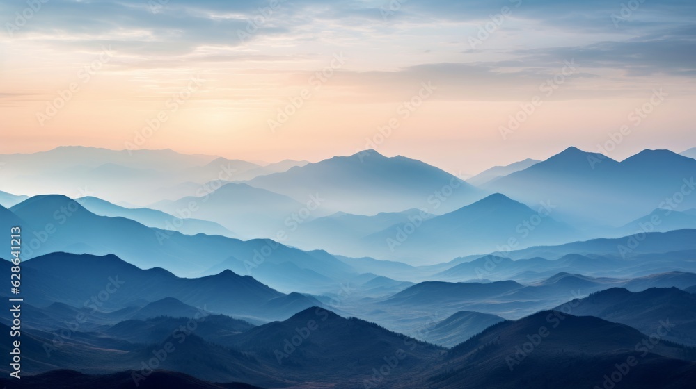 the sun is setting over the mountains in this photo