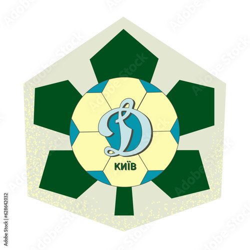 Symbol of Dynamo Kyiv on ball and chesnut leaf