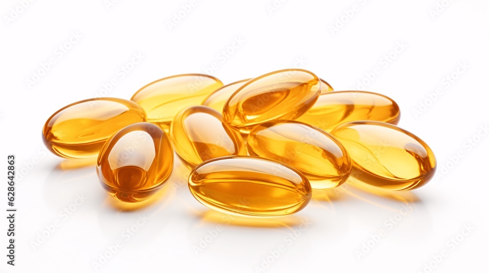 Advertising. Fish oil soft gel capsules isolated on white background. Omega 3 tablets. Advertising. Fish oil soft gel capsules isolated on white background. Omega 3 tablets.