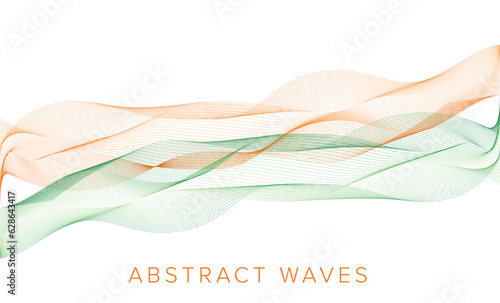 Abstract orange green wave line art pattern background waves