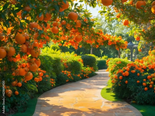 A fruit garden with lots of fruits