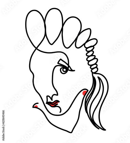 One line drawing of awkward situation
One continuous line drawing of young woman with an awkward expression on her face.