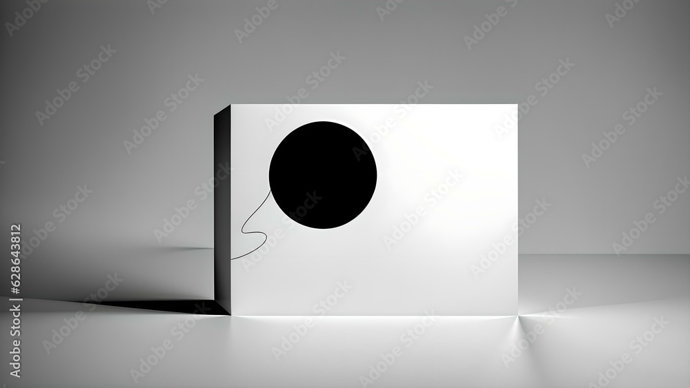 Photo of a minimalist black and white design with a bold circle on a white background Photo of a minimalist black and white design with a bold circle on a white background