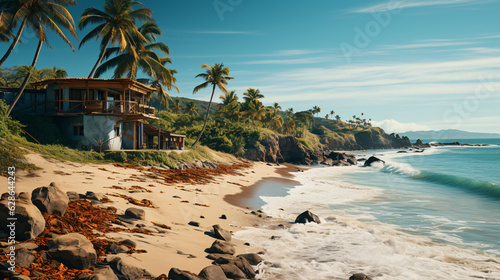 Tropical scenes from Latin American beach destination. Colombia. South American Travel Landscape.
