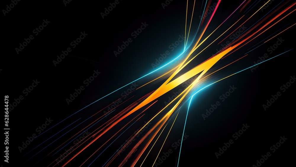 Photo of abstract colorful lines on a black background Photo of abstract colorful lines on a black background