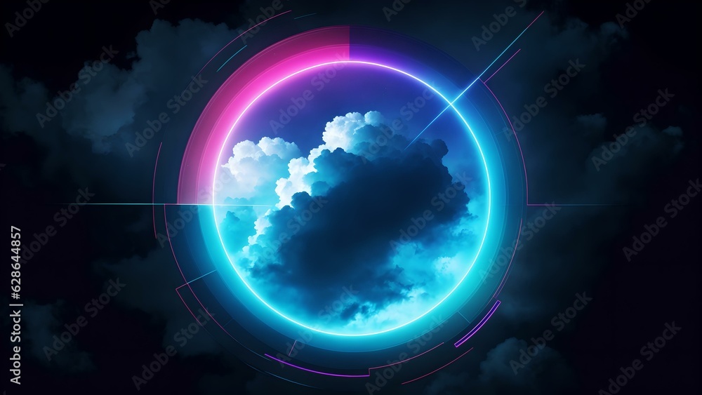 Photo of a colorful abstract circle with clouds inside