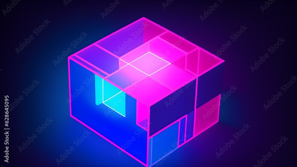 Photo of a colorful cube on a dark backdrop Photo of a colorful cube on a dark backdrop