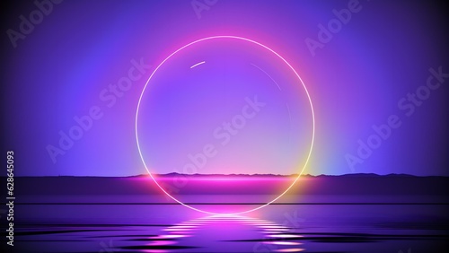 Photo of a mesmerizing circle of light reflecting on the serene surface of a tranquil body of water