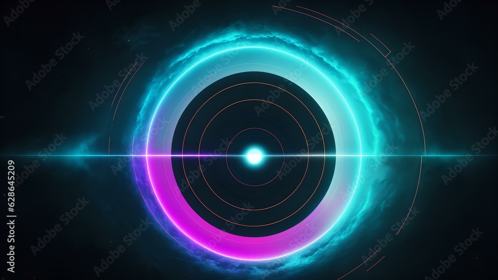 Photo of a vibrant blue and purple circular object against a dark black background Photo of a vibrant blue and purple circular object against a dark black background