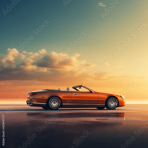 Orange colour modern cabriolet sport car new model