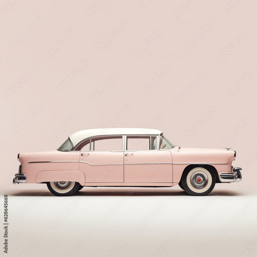 Light pink colour wedding vintage  retro car model