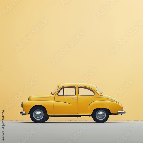 yellow vintage car model