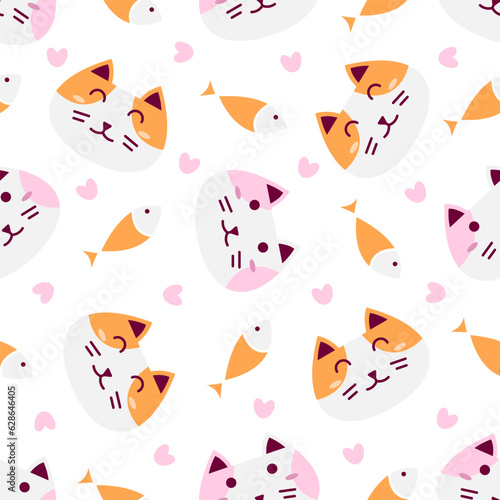 Cute cat abstract seamless pattern