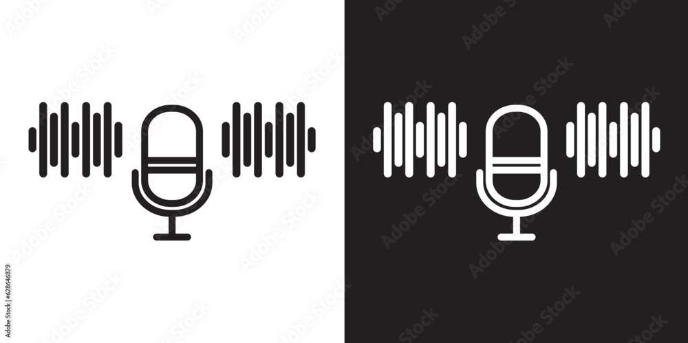 Fototapeta premium Microphone icon isolated vector illustration. Stroke vector elements for trendy design. Retro microphone icon vector with effect. Simple pictograms for mobile concept and web apps. Vector line icons 