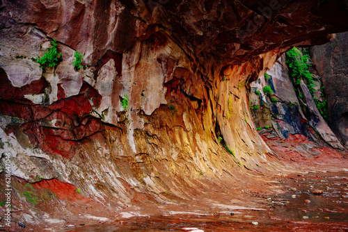 Curved colorful sandstone canyon walls in Red Rock State Park in Sedona, Arizona photo