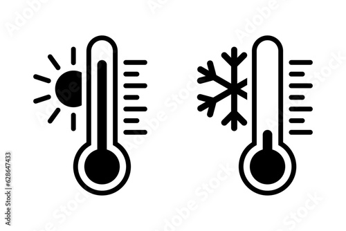 Thermometer with sun and snowflake icon
