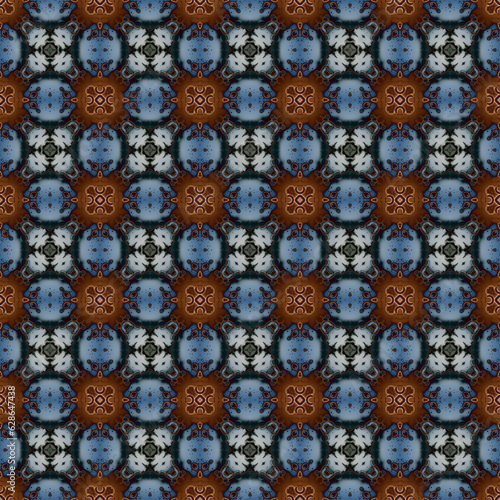 Seamless abstract square pattern. Modern texture - digital art. Fabric abstract kaleidoscope