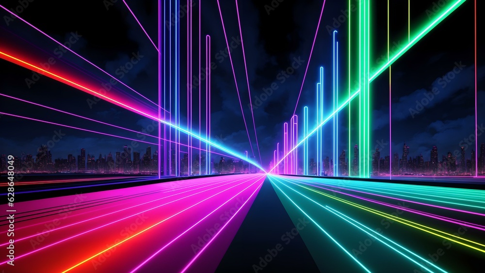 Photo of colorful abstract lines in the darkness Photo of colorful abstract lines in the darkness