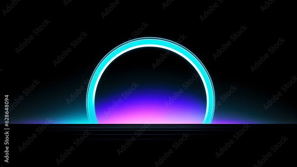 Photo of a vibrant cityscape illuminated by neon lights at night Photo of a vibrant cityscape illuminated by neon lights at night