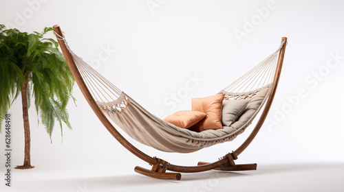 Stylish lazy relax hammock on white background..