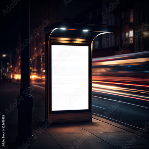 Billboard advertising mockup, street and night background