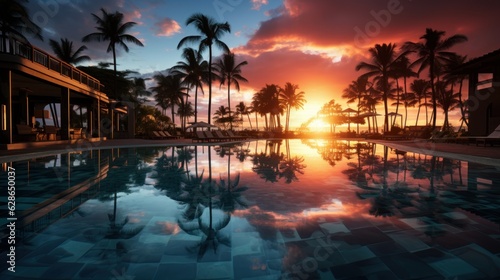 sunset over the pool © Kanchana