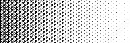 horizontal black halftone of capital letter P design for pattern and background.