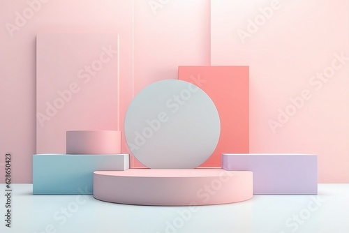 podium product display playful color background 