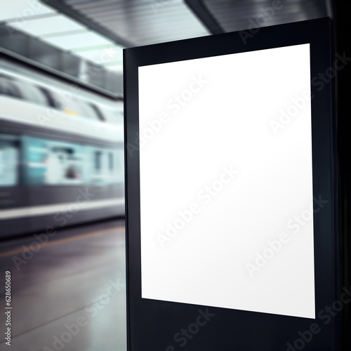 Billboard advertising mockup, train station background