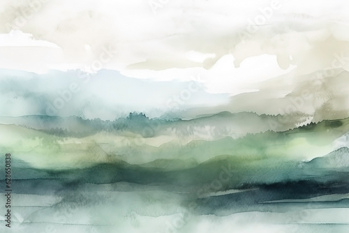 Watercolor neutral minimalist landscape illustration. Invitation, banner, card background