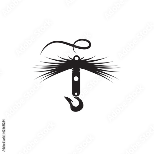 black Fly fishing lure logo.vector illustration