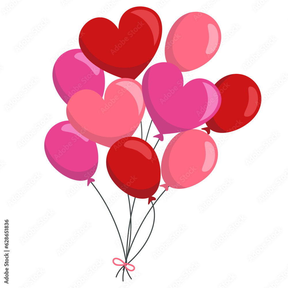 red balloons with hearts