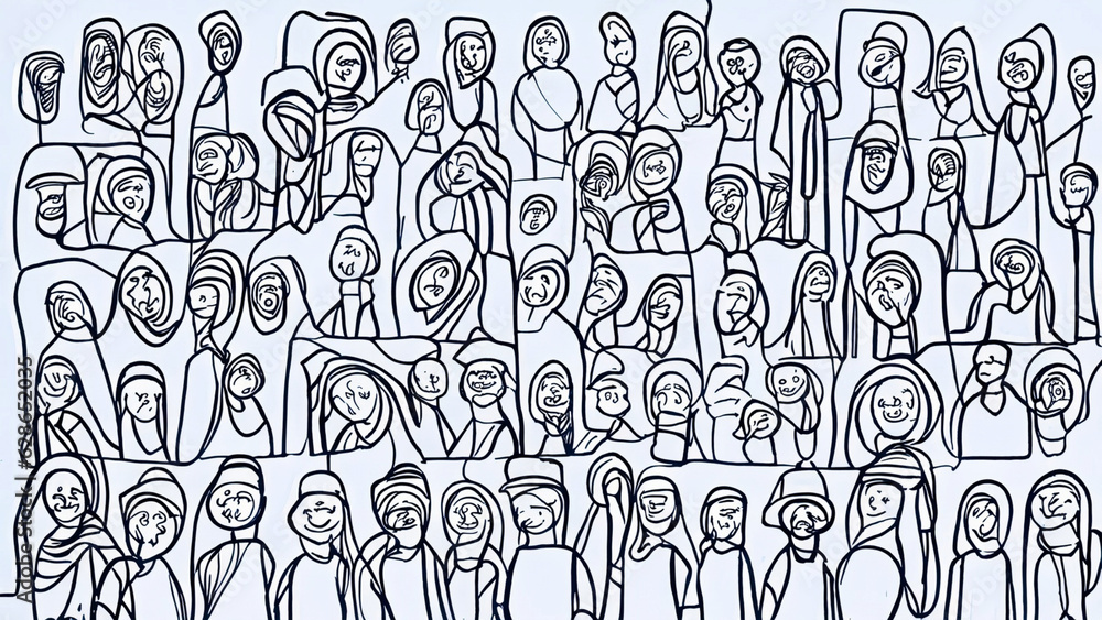 seamless pattern with simple line drawn people seamless pattern with simple line drawn people
