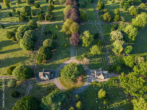 An aerial view of the 1st Cemetery in Ipswich, Suffolk, UK