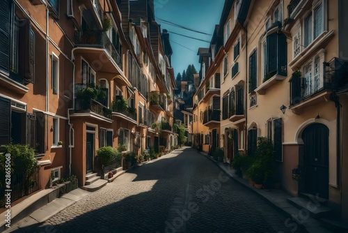 Street of residential houses © Creative artist1