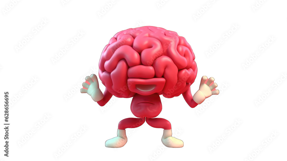 Cartoon Brain icon with arms and muscle, logo isolated on transparent background Cartoon Brain icon with arms and muscle, logo isolated on transparent background