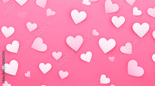 Corações brancos de uma linha no padrão sem emenda de fundo rosa barbie. Gráficos do dia dos namorados para cartões postais, anúncios, papel de embrulho photo