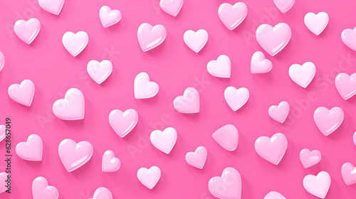 Corações brancos de uma linha no padrão sem emenda de fundo rosa barbie. Gráficos do dia dos namorados para cartões postais, anúncios, papel de embrulho
