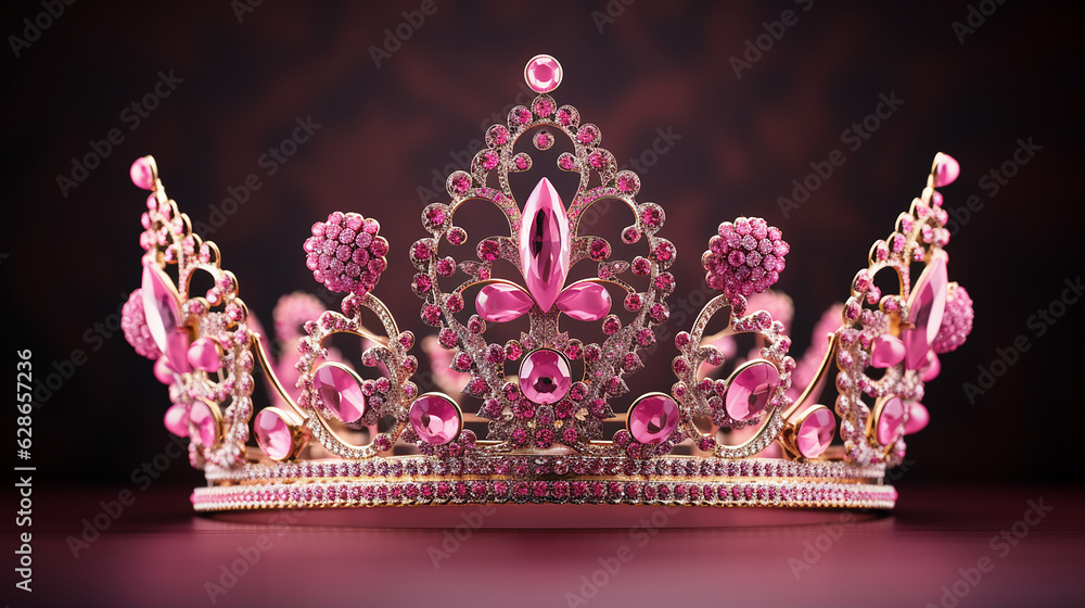 Decoração de design de férias de coroa rosa de princesa Decoração de design de férias de coroa rosa de princesa