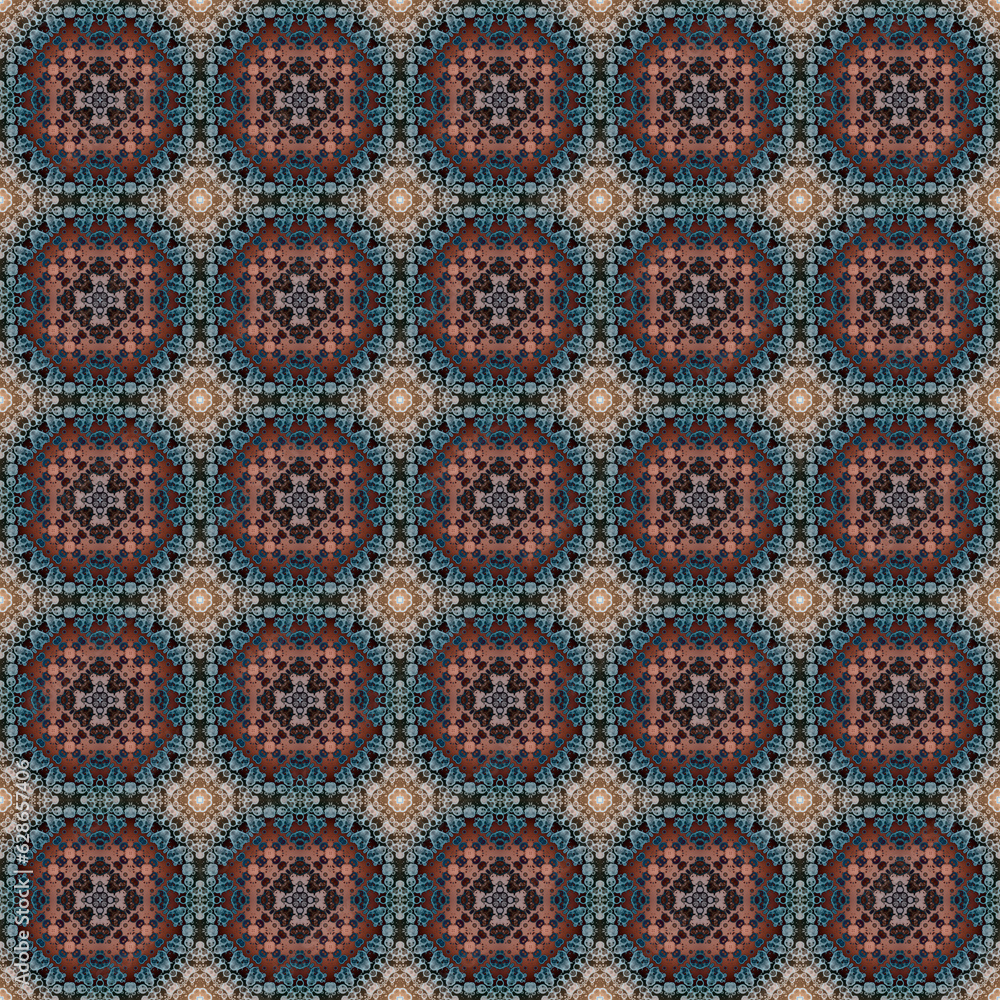 Seamless abstract square pattern. Modern texture - digital art. Fabric abstract kaleidoscope Seamless abstract square pattern. Modern texture - digital art. Fabric abstract kaleidoscope