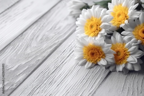 Special occasion flower bouquet on wooden background.