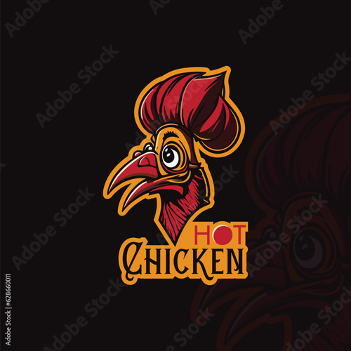 chicken mascot logo vector_spice_chicken_for_restaurant illustration 