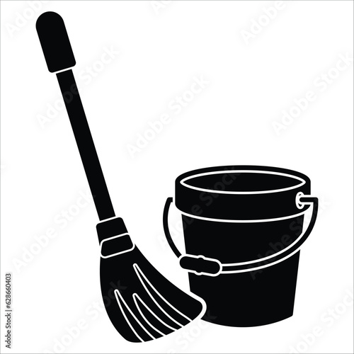 mop and bucket icon vector design template