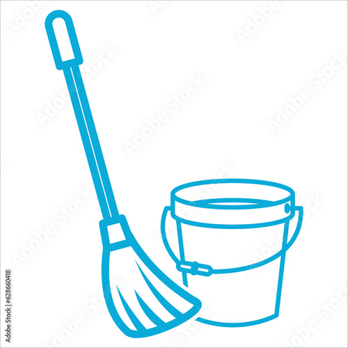 mop and bucket icon vector design template