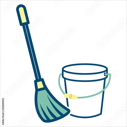 mop and bucket icon vector design template