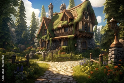Interesting cartoon house in the fairy tale