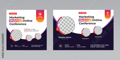 digital marketing corporate social media business conference live webinar invitation and instagram post template. 